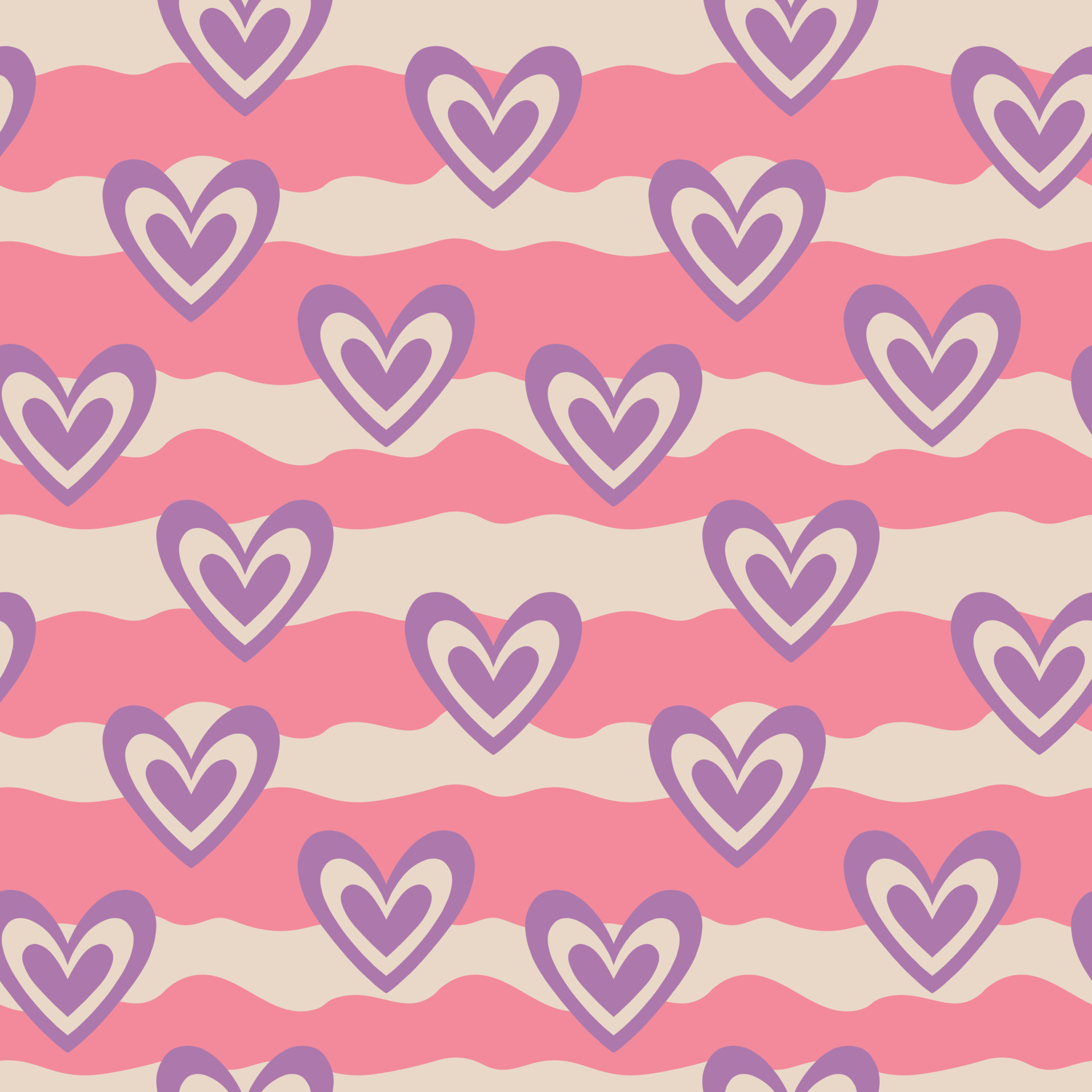 Groovy purple pink violet hearts Y2K 90s seamless pattern vector  background. Retro hippie romantic repeat texture wallpaper, textile design.  13522703 Vector Art at Vecteezy