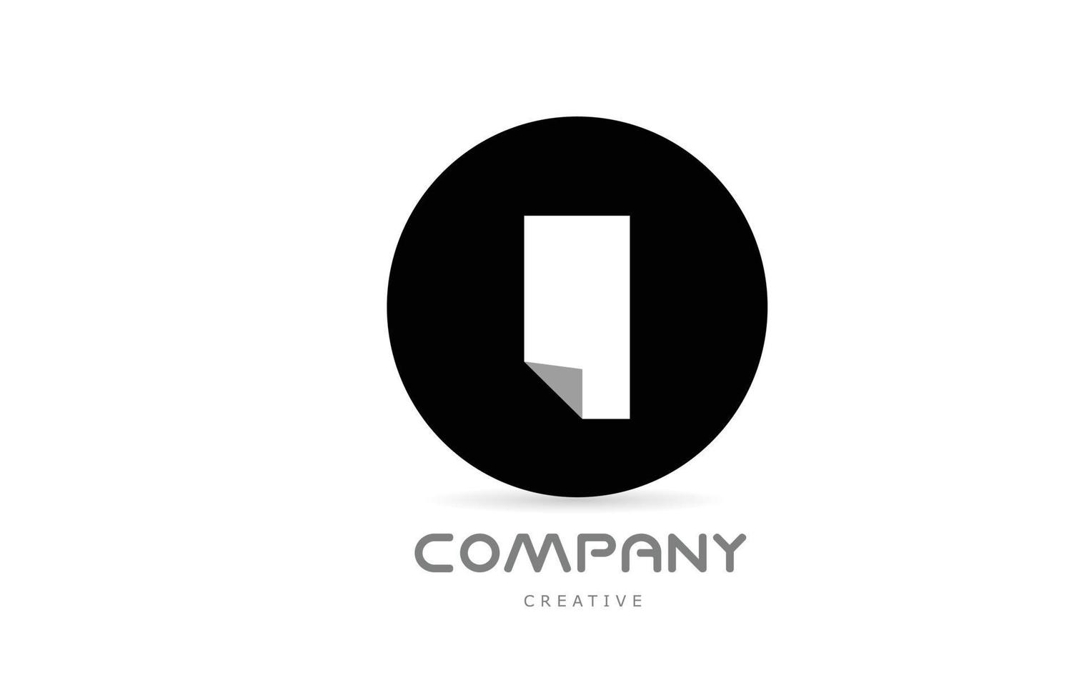 i diseño de icono de logotipo de letra de alfabeto geométrico en blanco y negro con esquina doblada. diseño de plantilla para negocios vector
