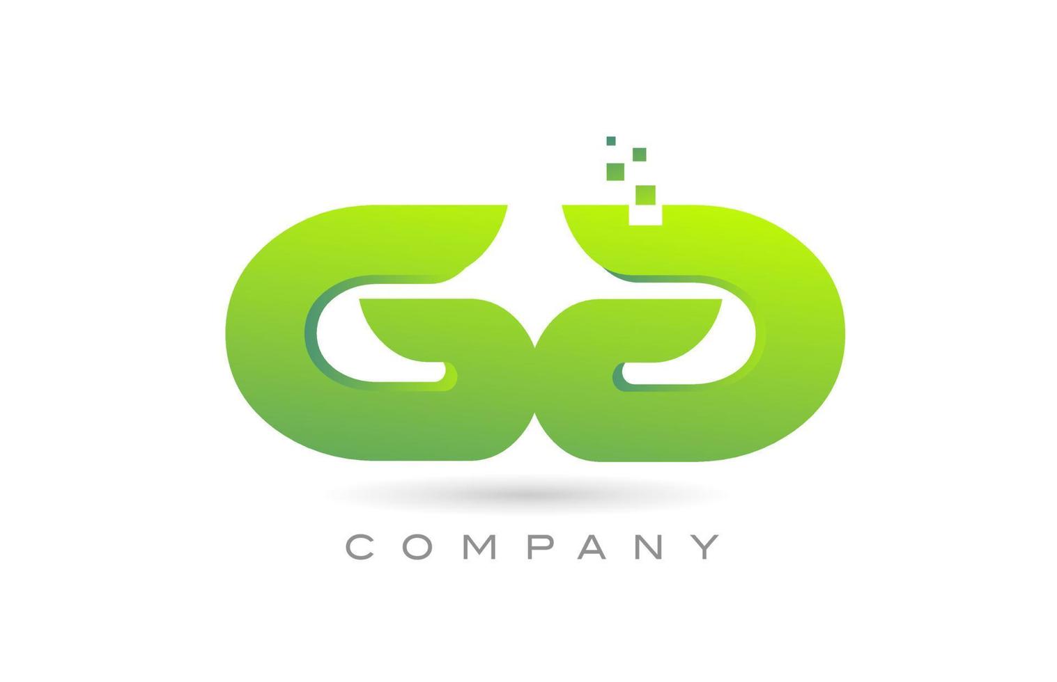 joined GA alphabet letter logo icon combination design with dots and green color. Creative template for company and business vector