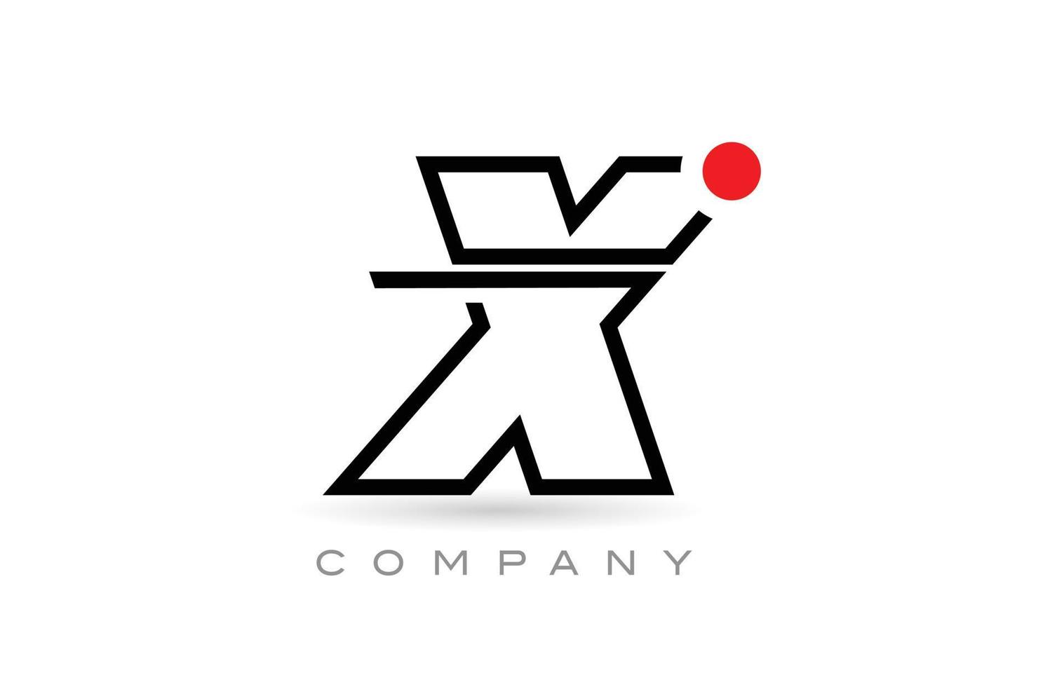 Simple X alphabet letter logo icon design with line and red dot. Creative template for company and business vector