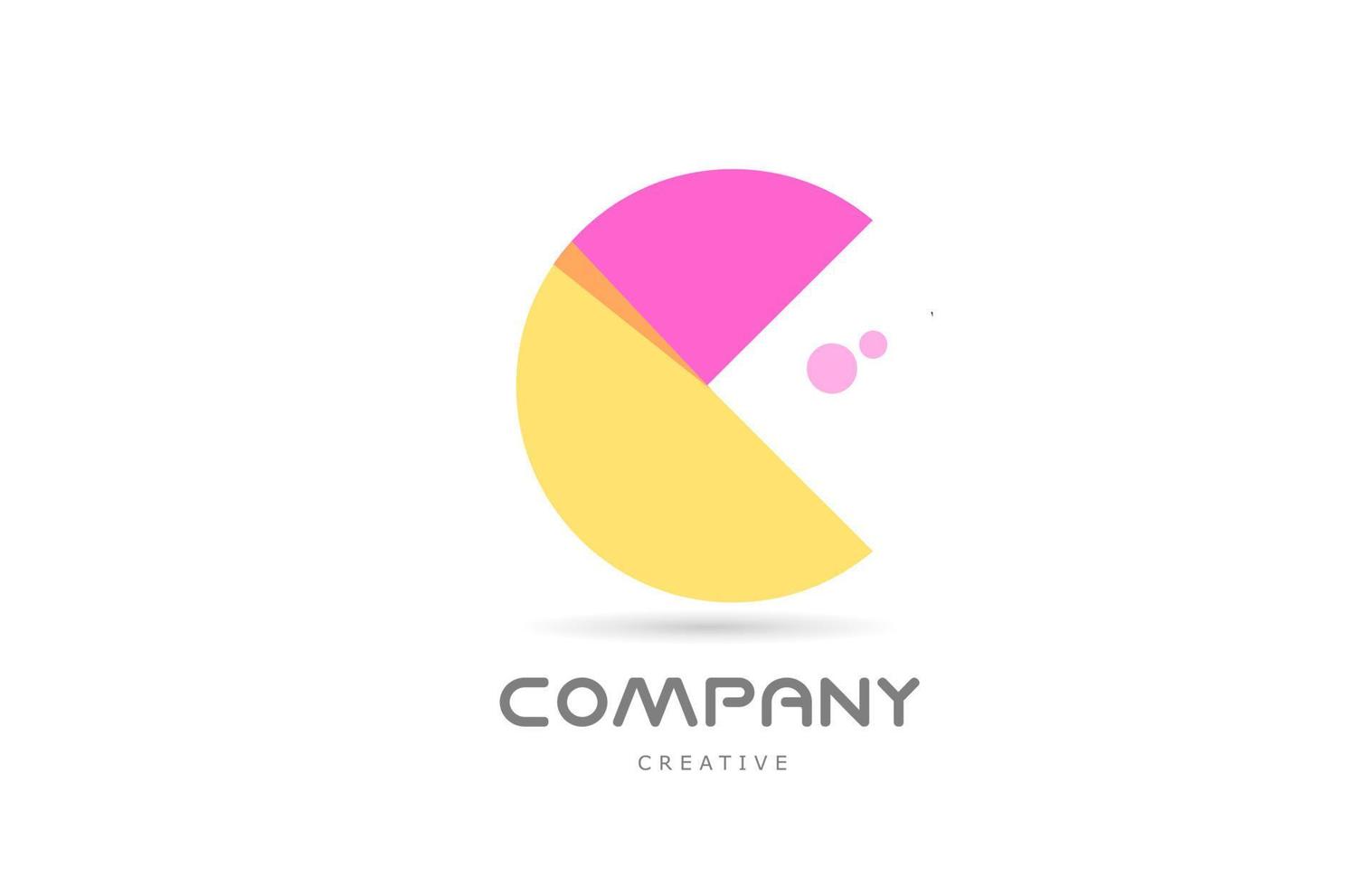 C yellow pink geometric alphabet letter logo icon. Creative template for business and company vector