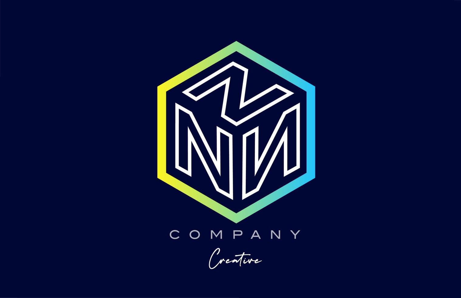 línea n diseño de icono de logotipo de letra de alfabeto de cubo de tres letras con diseño de polígono. plantilla creativa para empresa vector