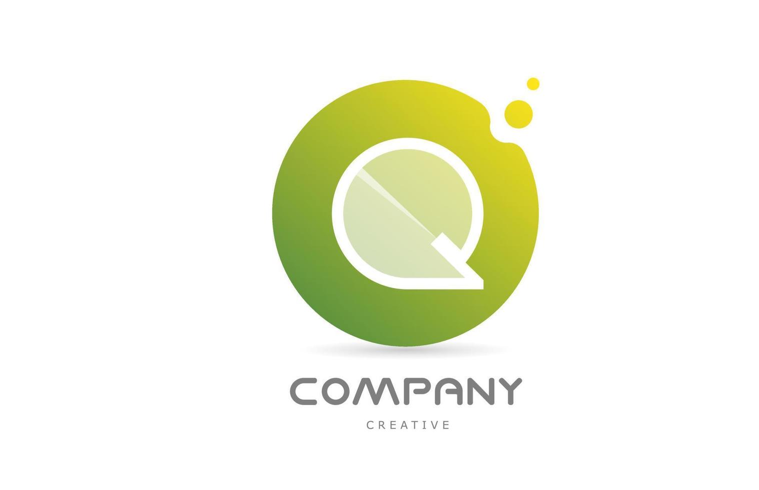 green dots Q alphabet letter logo icon with white transparency. Creative template for business vector