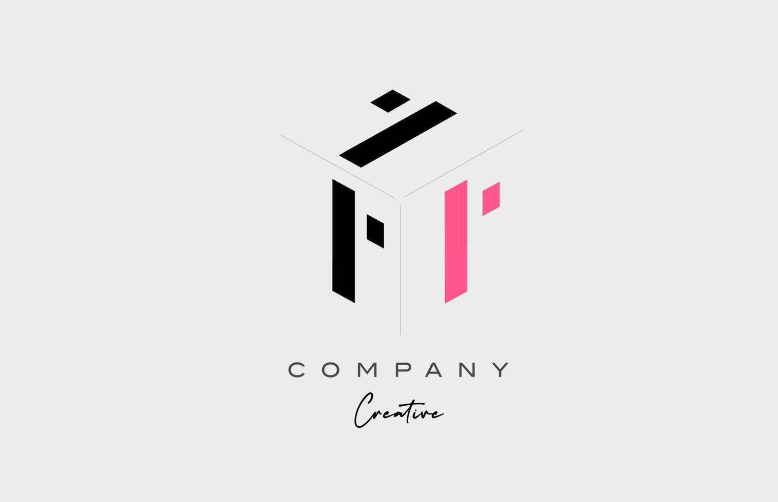 pink I three letter alphabet letter logo icon design. Creative template for business and company vector