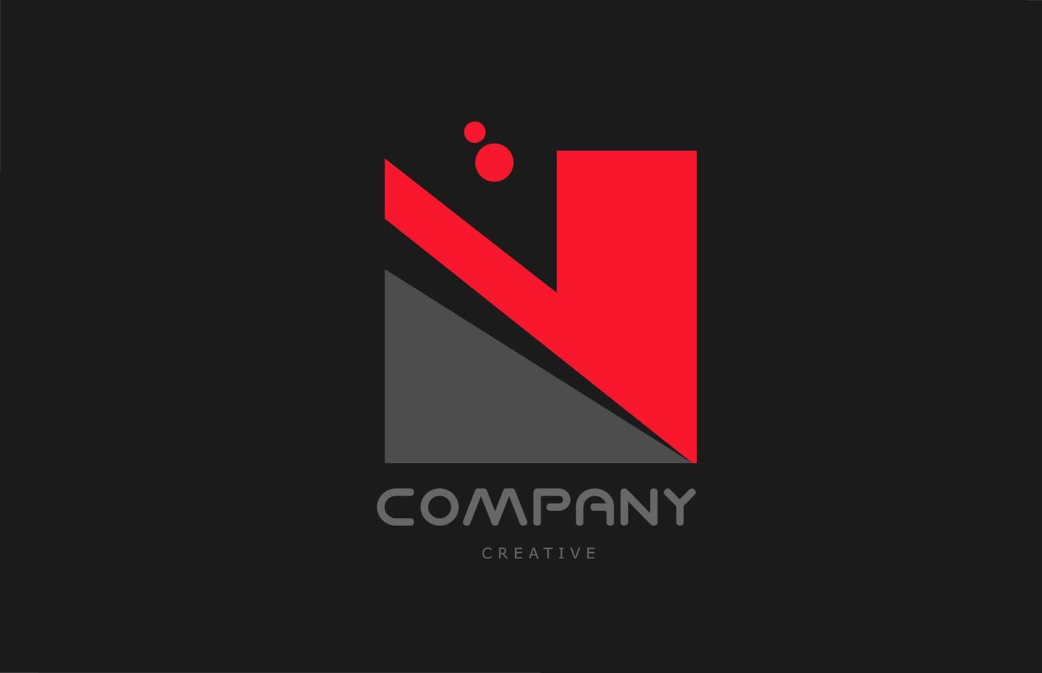 N rojo gris puntos alfabeto letra logo icono diseño. plantilla creativa para negocios y empresas. vector