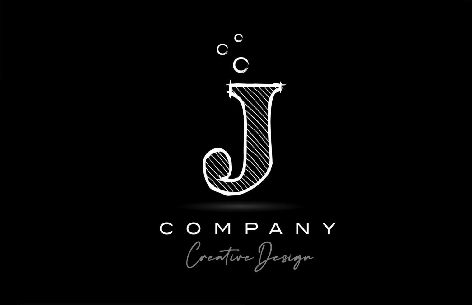 J pencil drawing alphabet letter logo icon with cartoonish style. Creative cartoon template for company vector