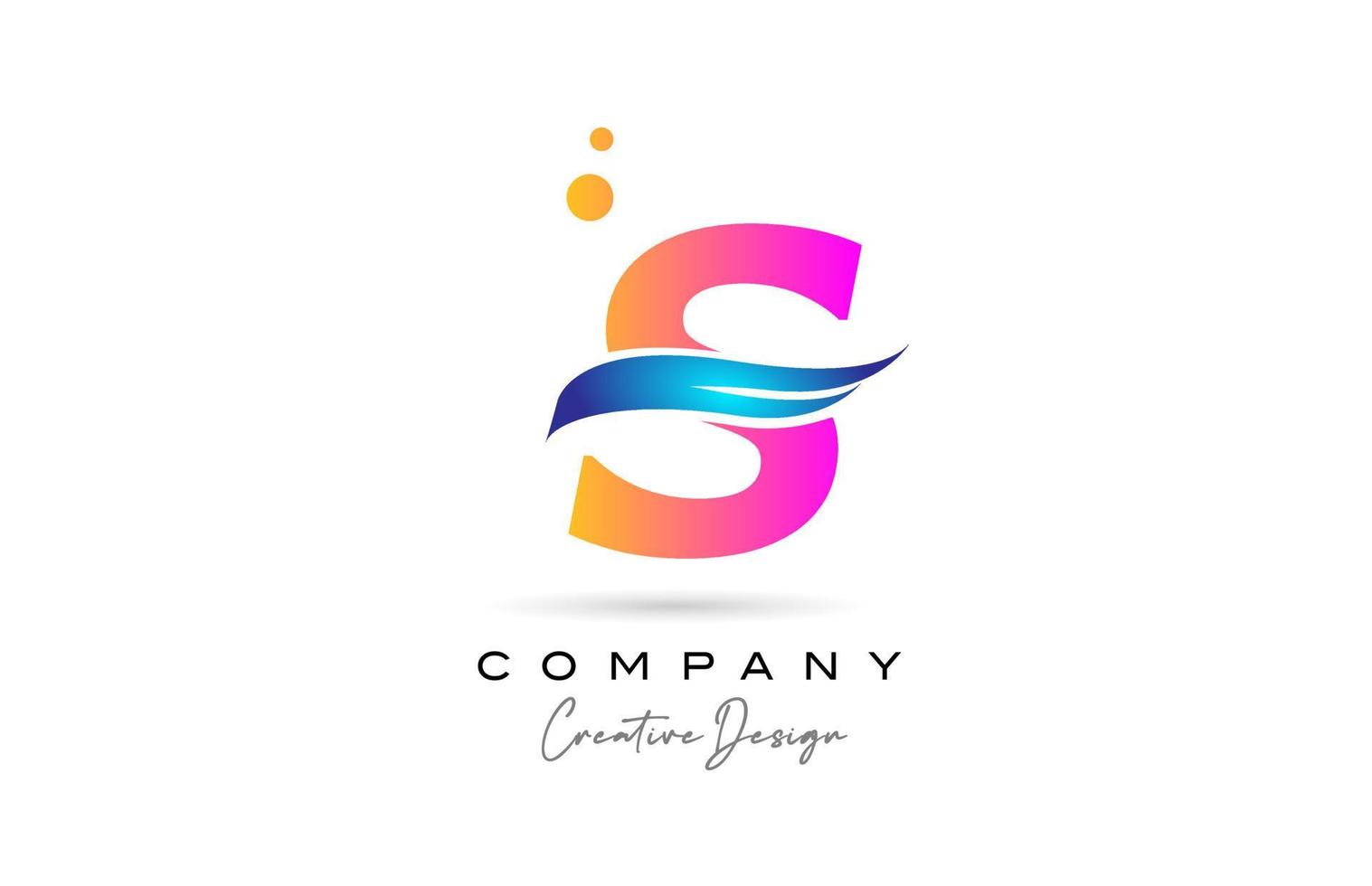 pink bubbles S alphabet letter logo icon with blue swoosh. Creative template for company and business vector