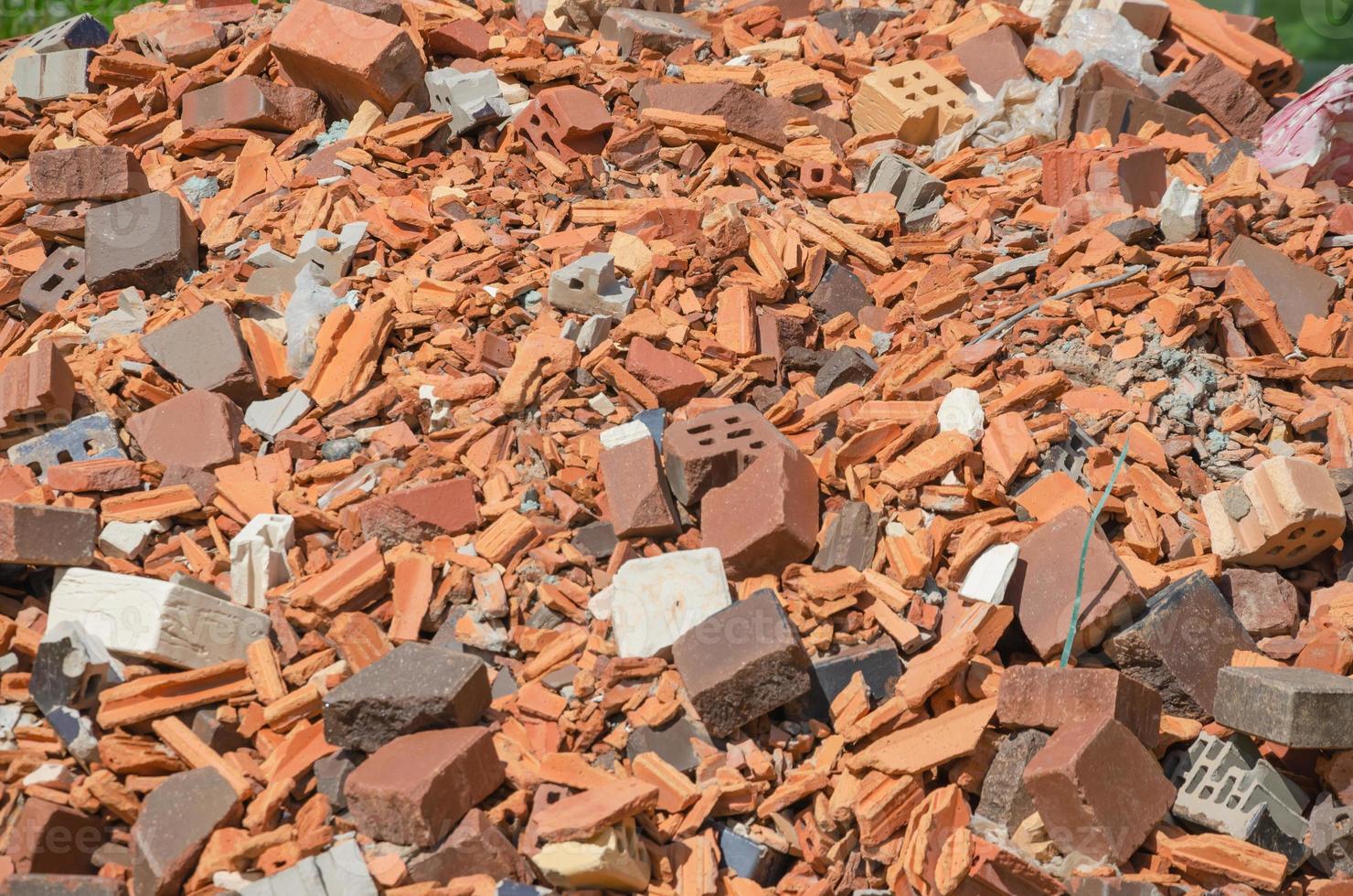 a bunch of broken bricks photo