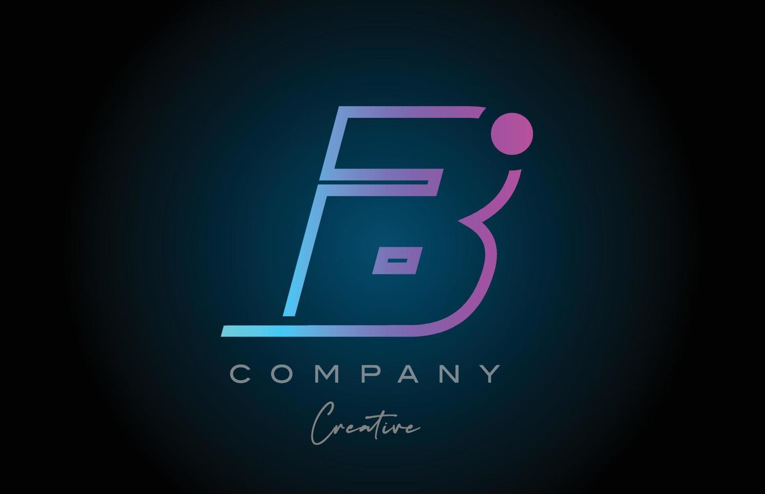 Diseño de icono de logotipo de letra del alfabeto b rosa y azul con punto. plantilla creativa para negocios y empresas. vector