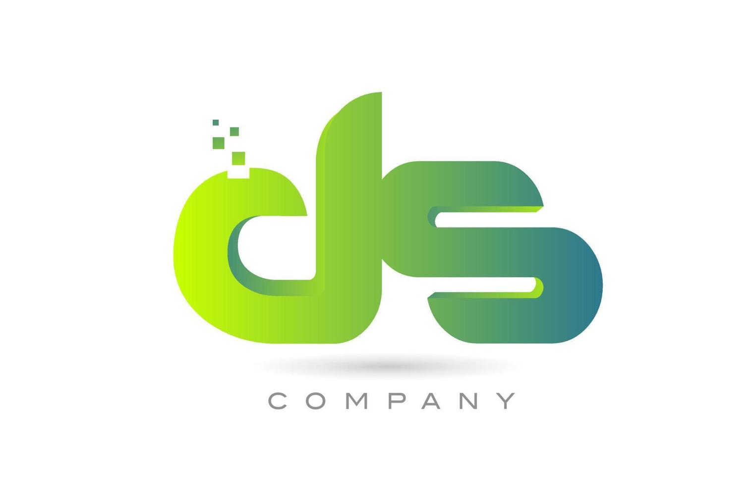 joined DS alphabet letter logo icon combination design with dots and green color. Creative template for company and business vector