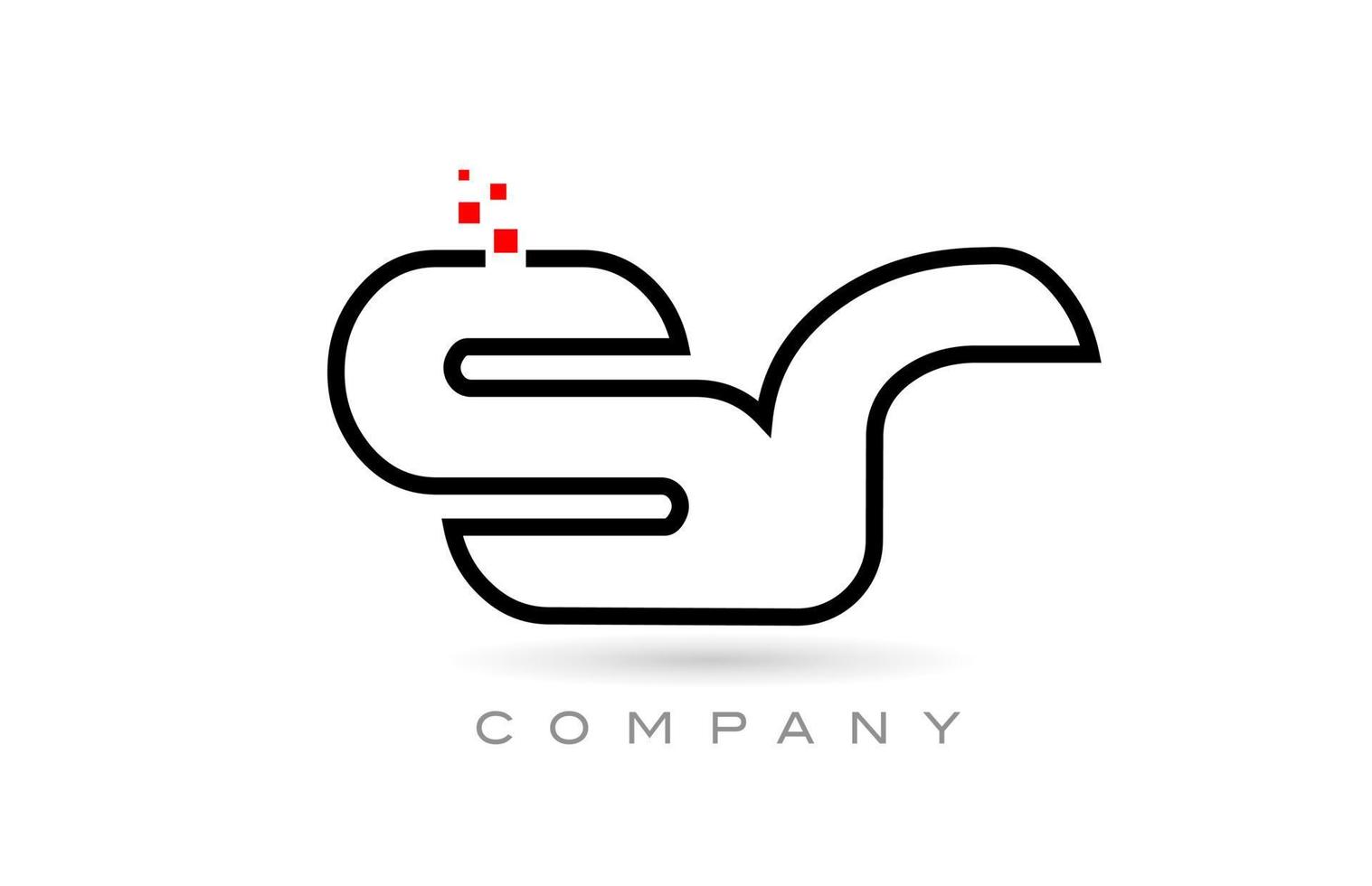 SR connected alphabet letter logo icon combination design with dots and red color. Creative template for company and business vector