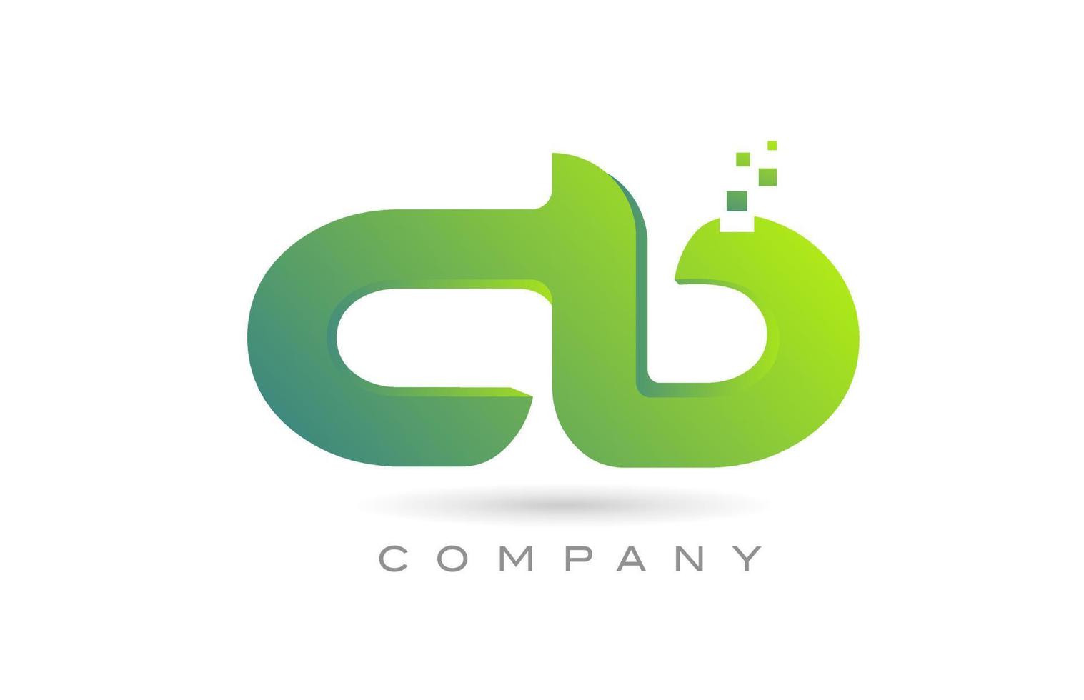 se unió al diseño de combinación de iconos del logotipo de la letra del alfabeto cb con puntos y color verde. plantilla creativa para empresa y negocio vector