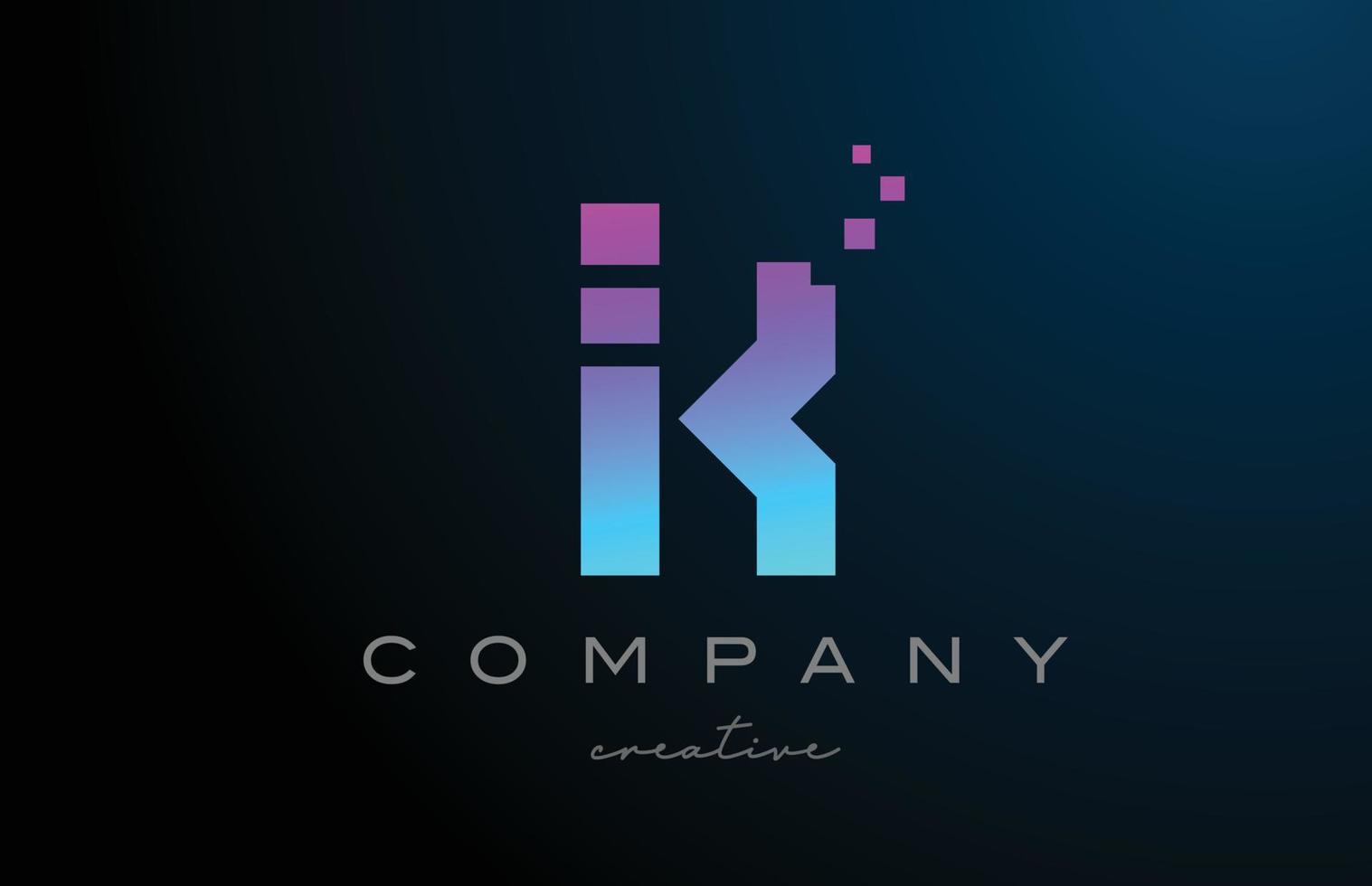 pink blue dots K alphabet letter logo icon design. Template design for company or business idea vector