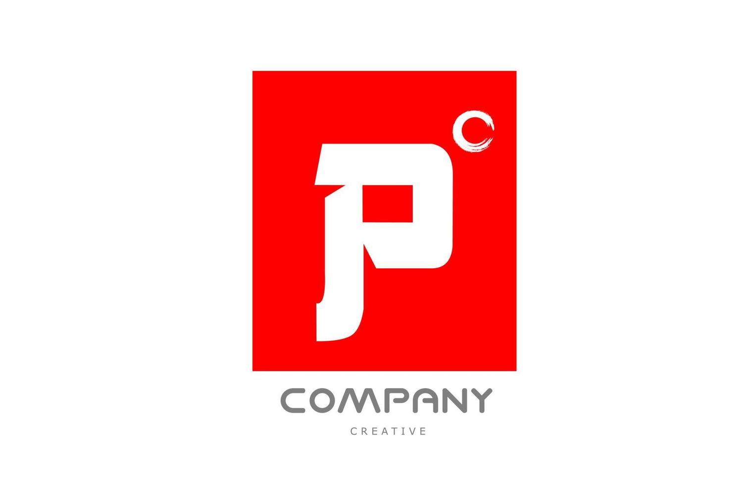 red P alphabet letter logo icon design with japanese style lettering. Creative template for business and company vector