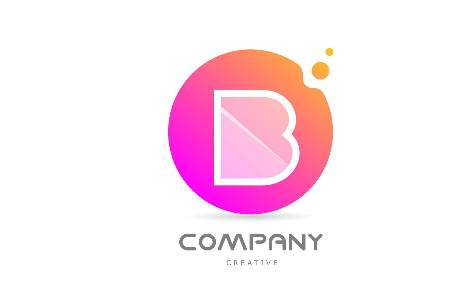 pink yellow dots B alphabet letter logo icon with transparency. Creative template for company vector