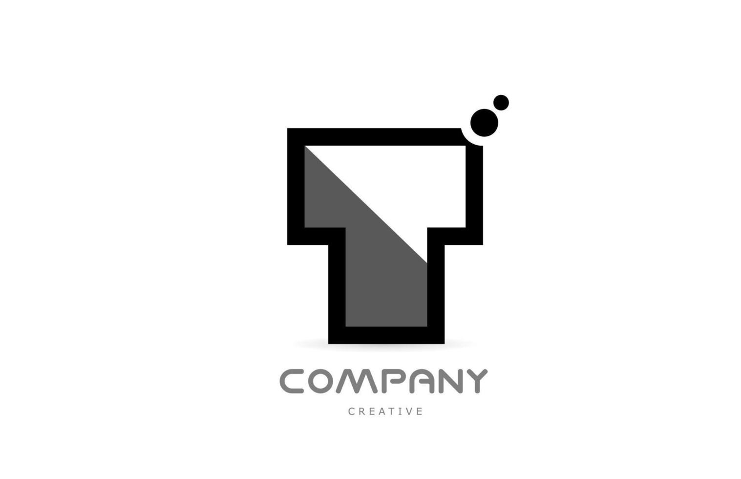 t icono de logotipo de letra del alfabeto geométrico blanco negro con puntos. plantilla creativa para negocios y empresas. vector