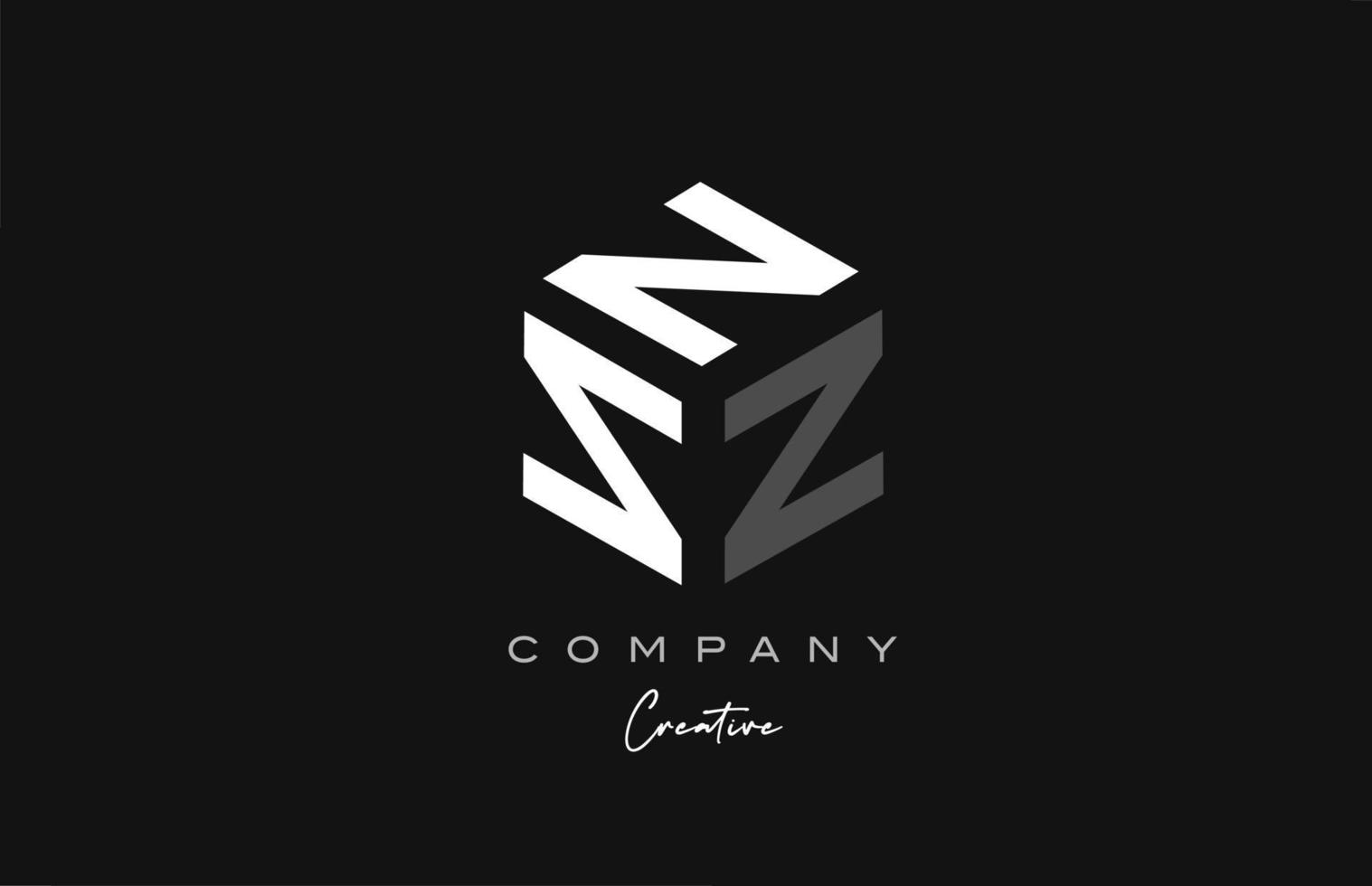grey white Z three letter cube alphabet letter logo icon design. Creative template for company vector
