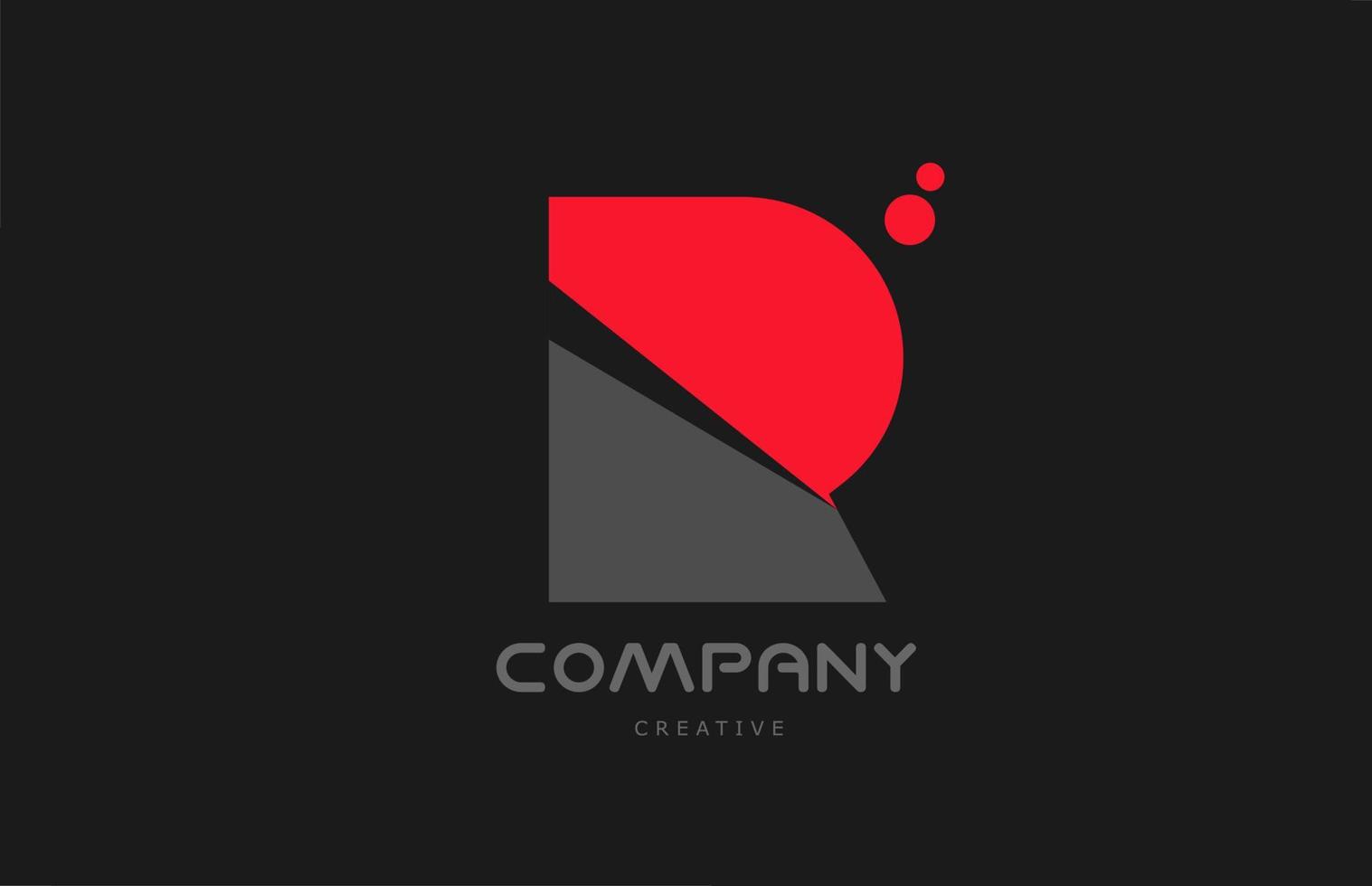 r rojo gris puntos alfabeto letra logo icono diseño. plantilla creativa para negocios y empresas. vector