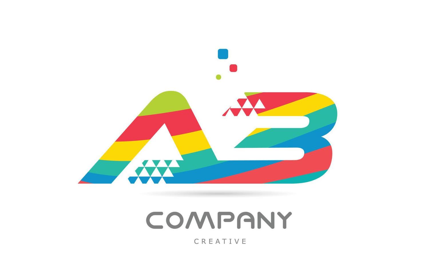 AB colorful alphabet letter logo icon design combination vector