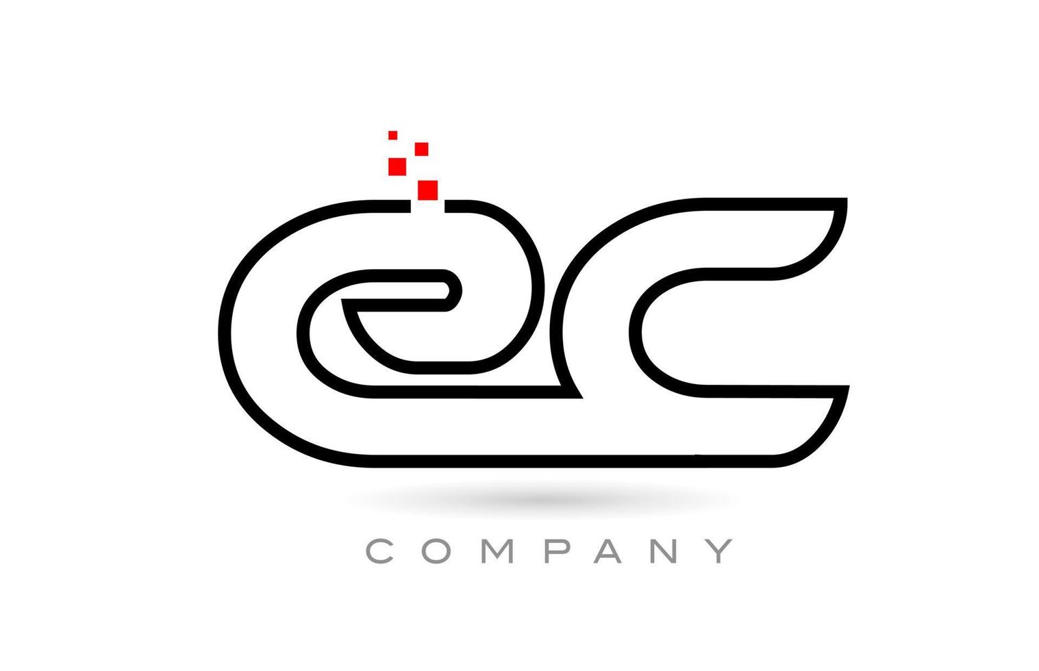 Diseño de combinación de icono de logotipo de letra del alfabeto conectado ec con puntos y color rojo. plantilla creativa para empresa y negocio vector