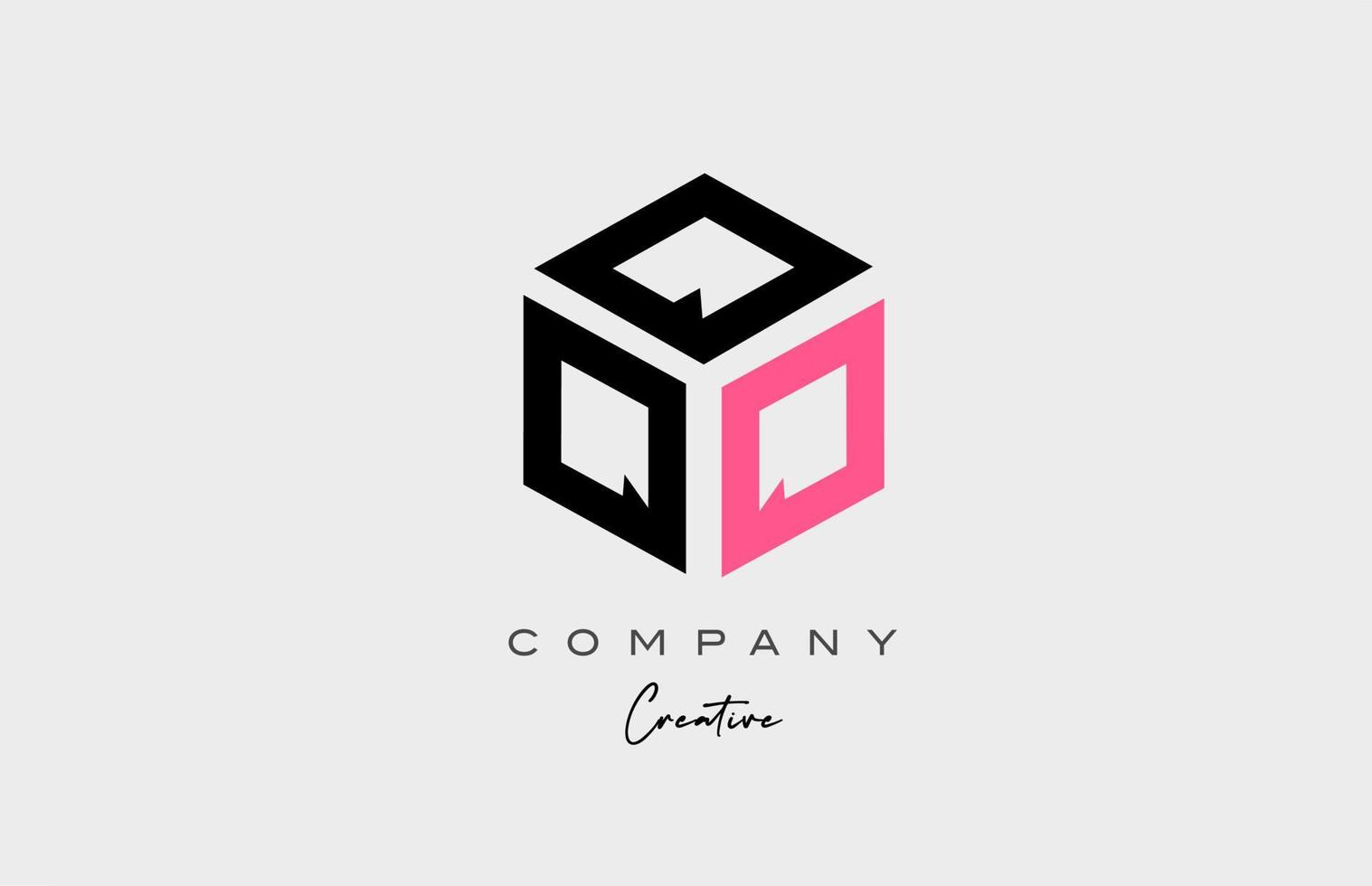 rosa q diseño de icono de logotipo de letra del alfabeto de tres letras. plantilla creativa para negocios y empresas. vector