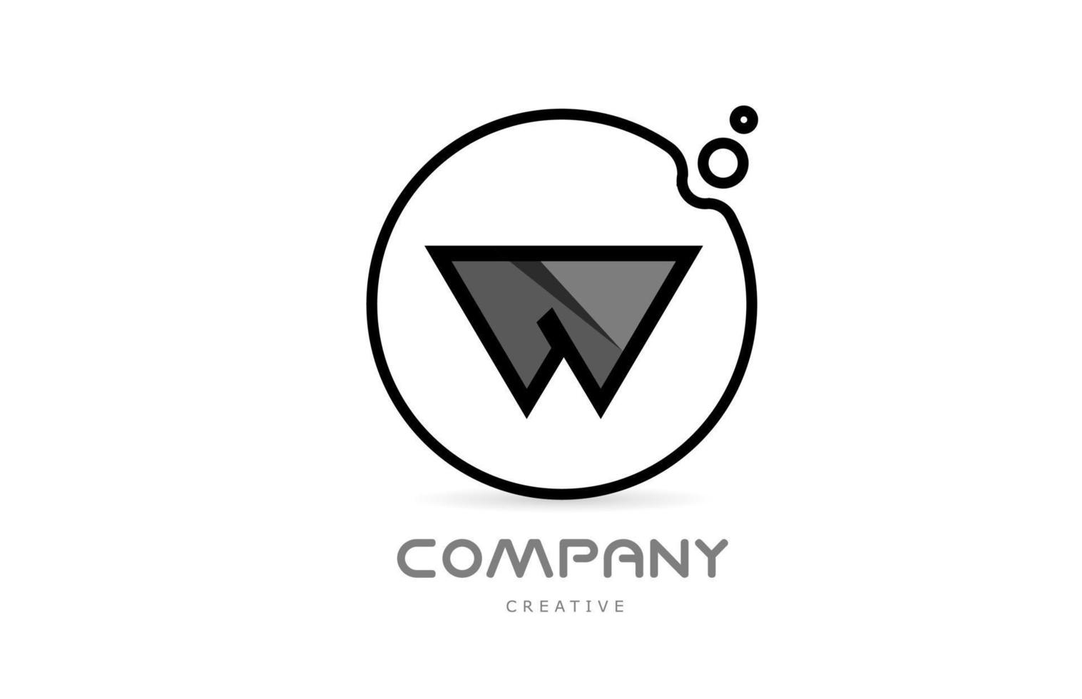 W black and white geometric alphabet letter logo icon with circle. Creative template for company and business vector