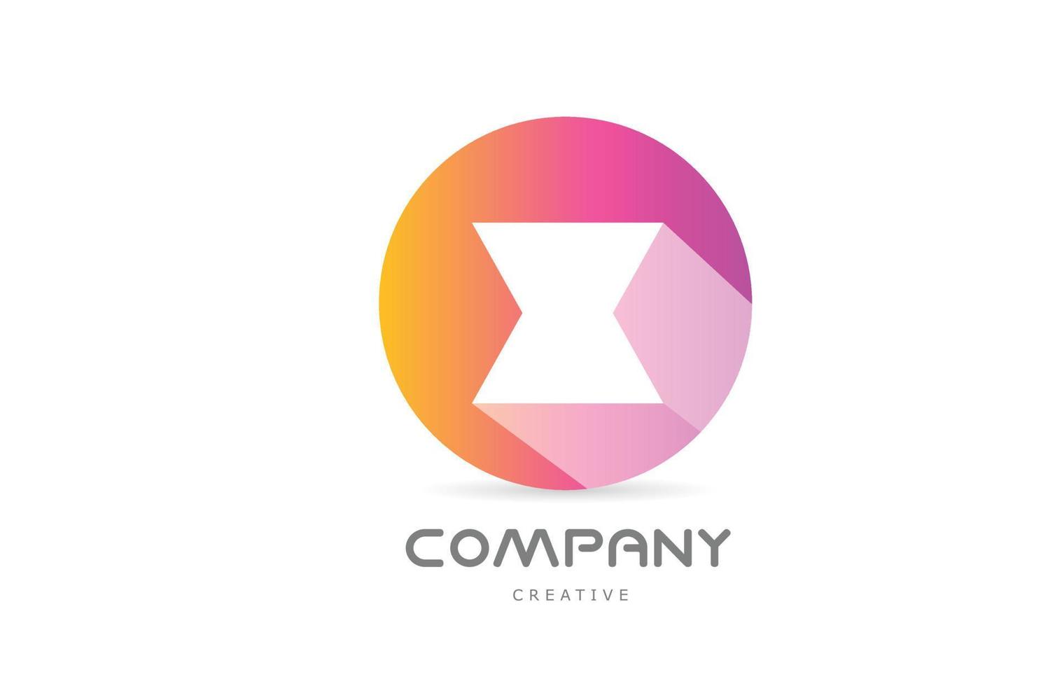 icono del logotipo de la letra del alfabeto x amarillo rosa con sombra larga. plantilla creativa para negocio o empresa con círculo vector