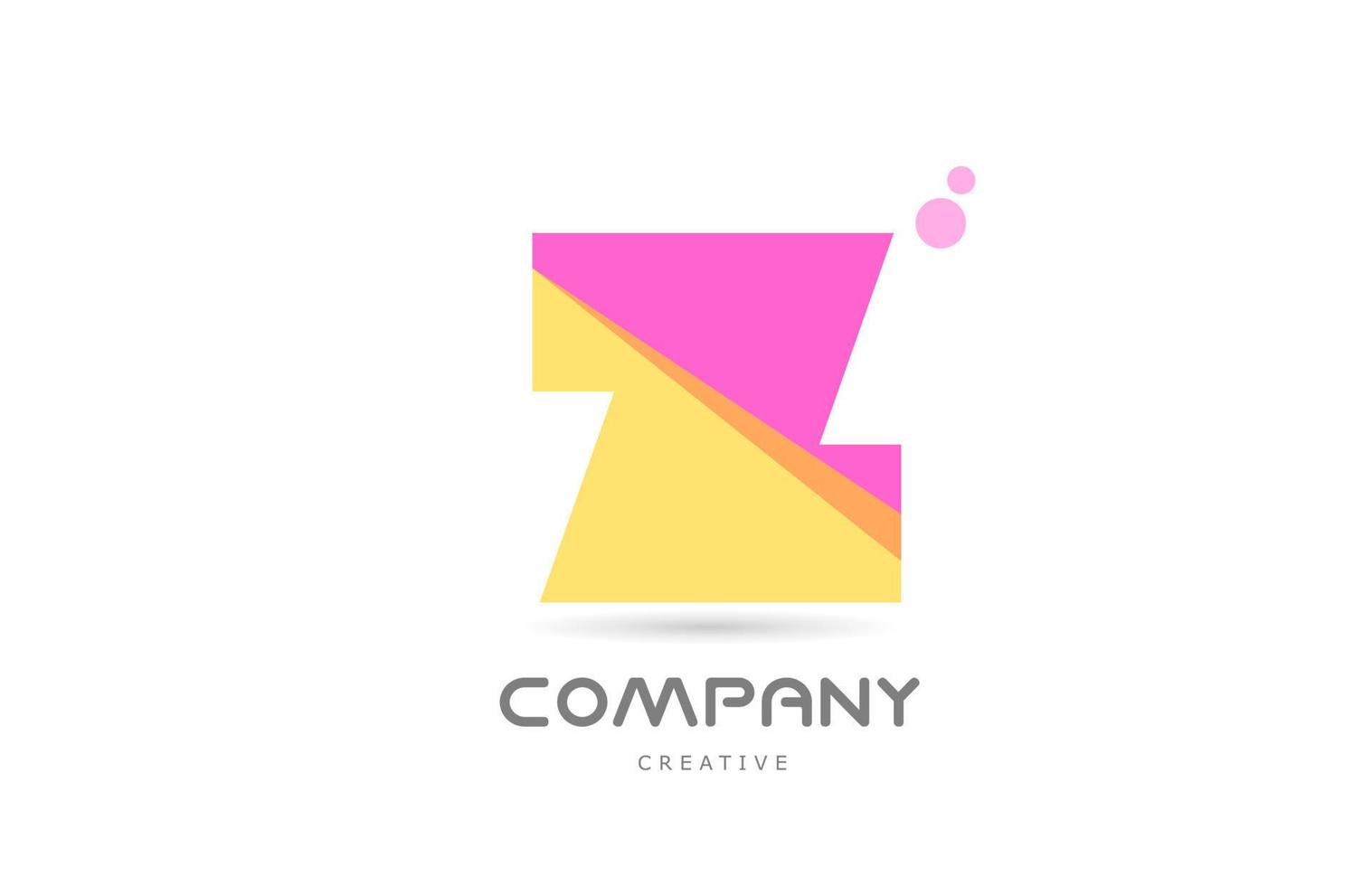 Ícono del logotipo de la letra del alfabeto geométrico rosa amarillo z. plantilla creativa para negocios y empresas. vector