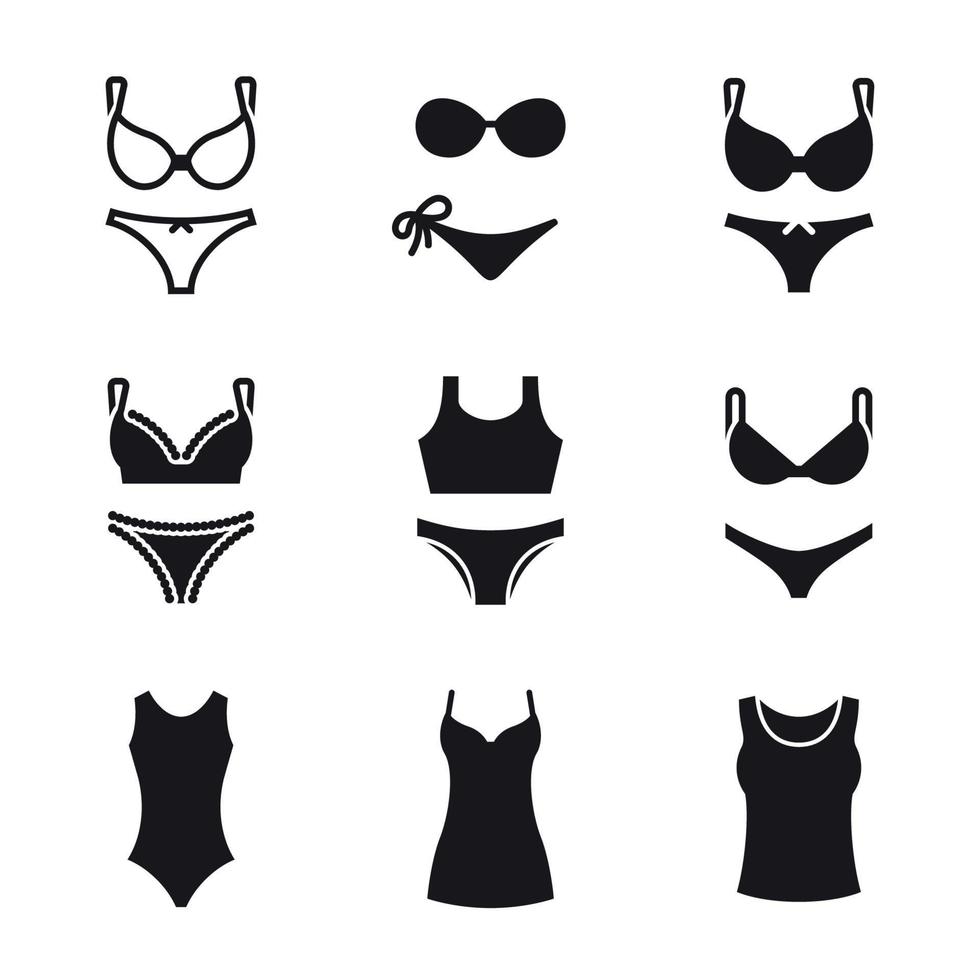 Underwear icons set. Black on a white background 18792073 Vector Art at ...