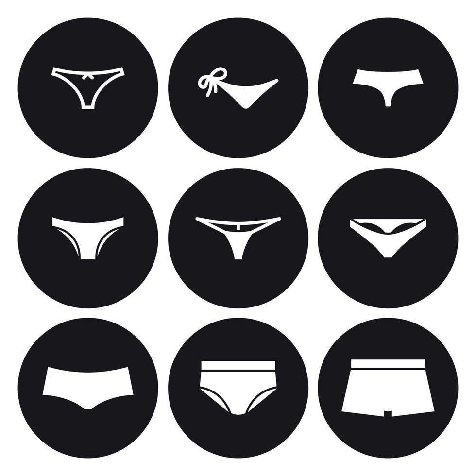 Underwear pants icons set. White on a black background 18792076 Vector Art  at Vecteezy