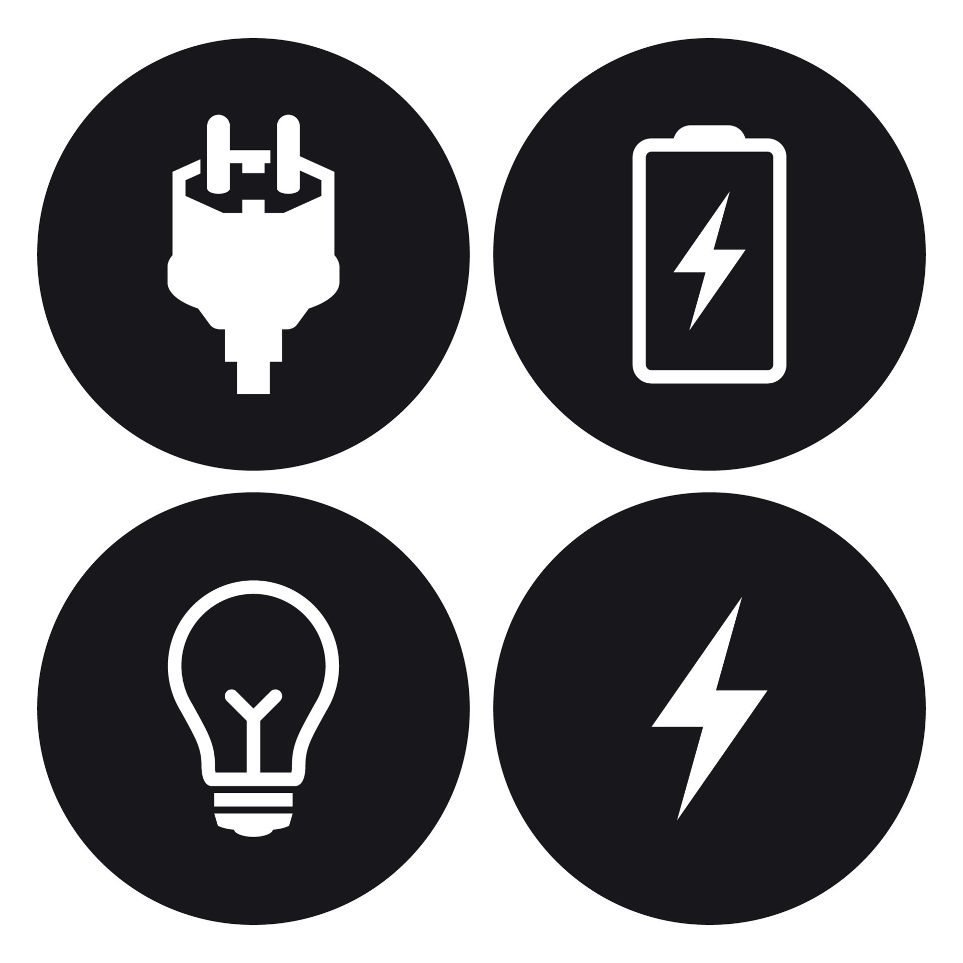 Electric icons set. White on a black background 18792081 Vector Art at