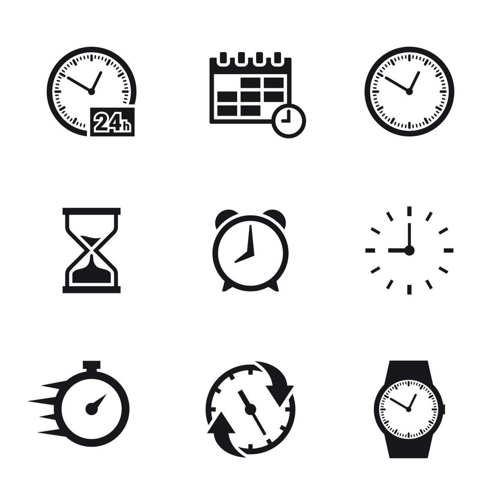 Time related icons set. Black on a white backgrond vector