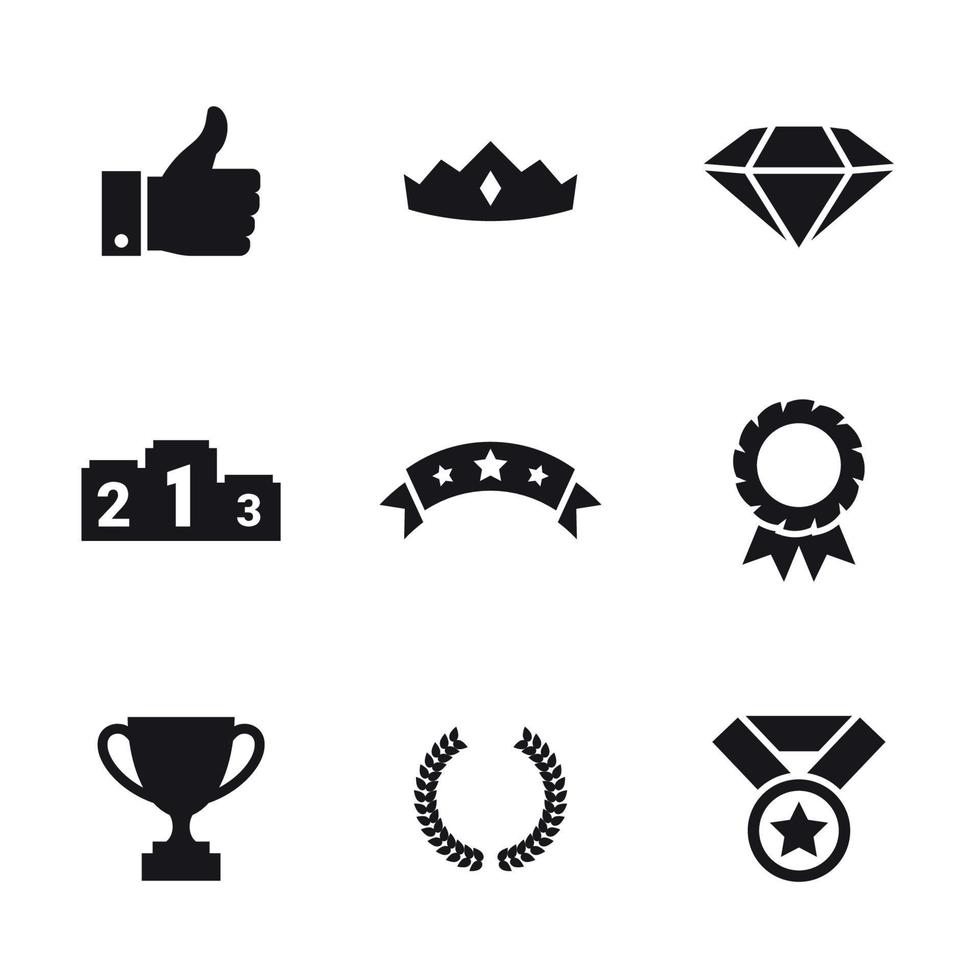 Awards icons set. Black o na white background vector