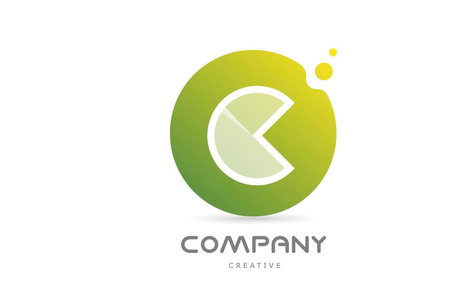 green dots C alphabet letter logo icon with white transparency. Creative template for business vector