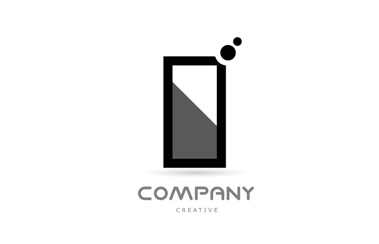 i icono del logotipo de la letra del alfabeto geométrico blanco negro con puntos. plantilla creativa para negocios y empresas. vector