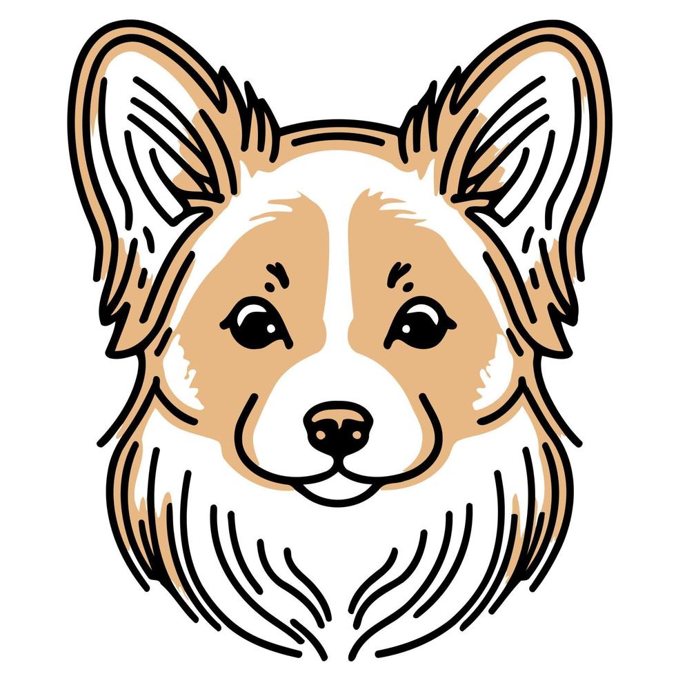 Cute dog domestic animal head vector