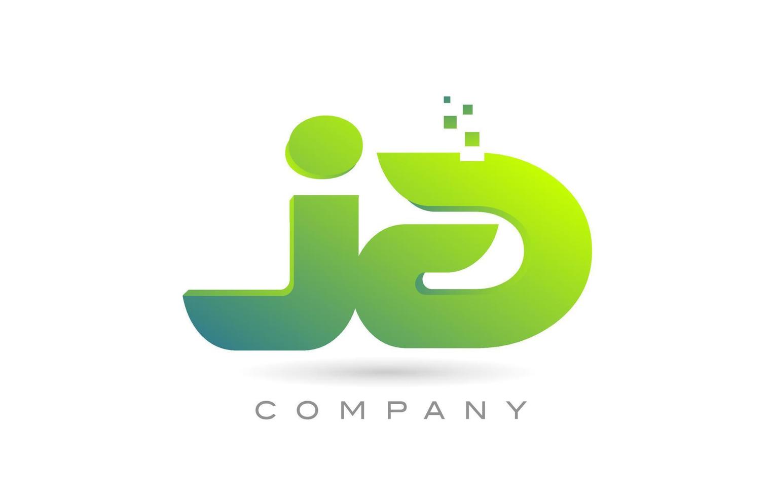 joined JA alphabet letter logo icon combination design with dots and green color. Creative template for company and business vector