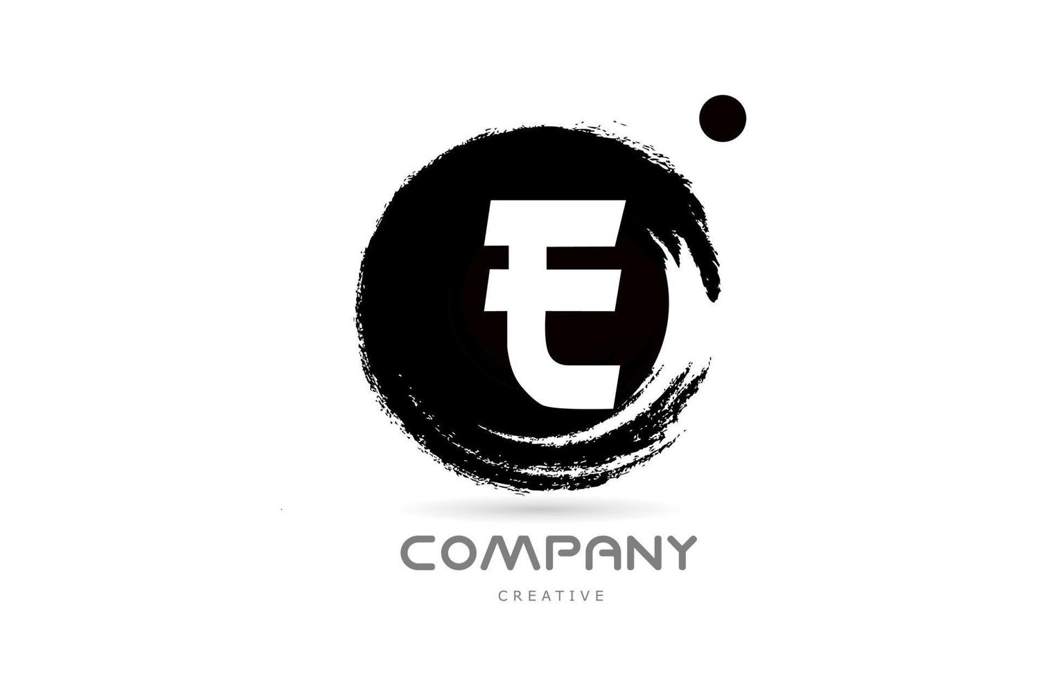 E black and white grunge alphabet letter logo icon design with japanese style lettering. Creative template for company and business vector