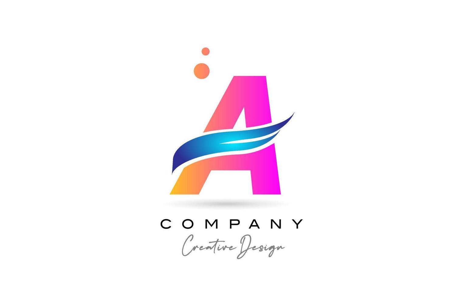 pink bubbles A alphabet letter logo icon with blue swoosh. Creative template for company and business vector