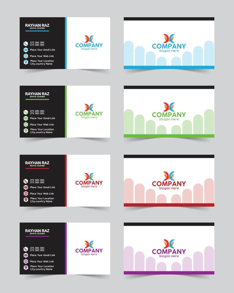 corporate business card template with 4 color vector