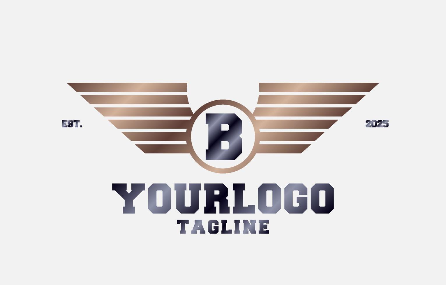 letter B metal wings initial vector logo design element