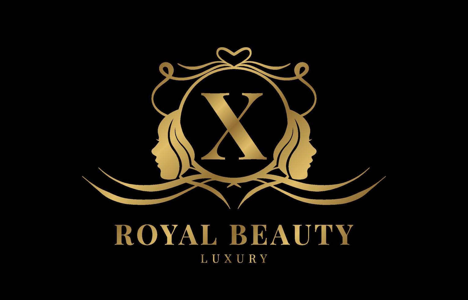 elemento de diseño del logotipo de la cresta de la belleza real de la letra x vector