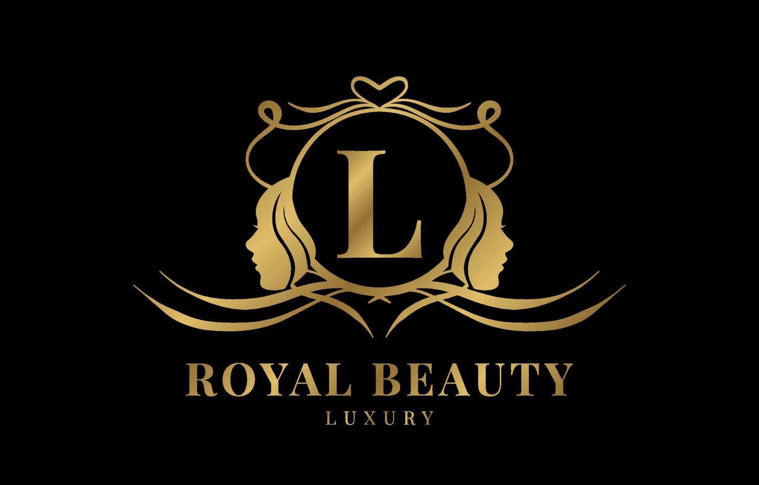 elemento de diseño del logotipo de la cresta de la belleza real de la letra l vector