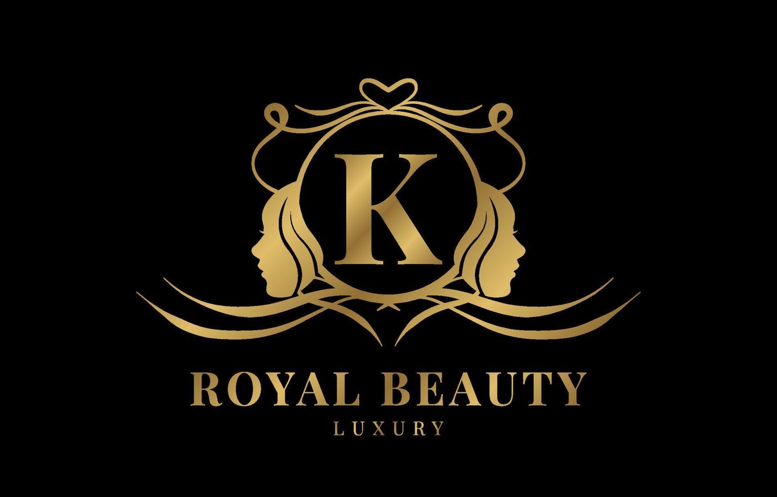 elemento de diseño del logotipo de la cresta de la belleza real de la letra k vector