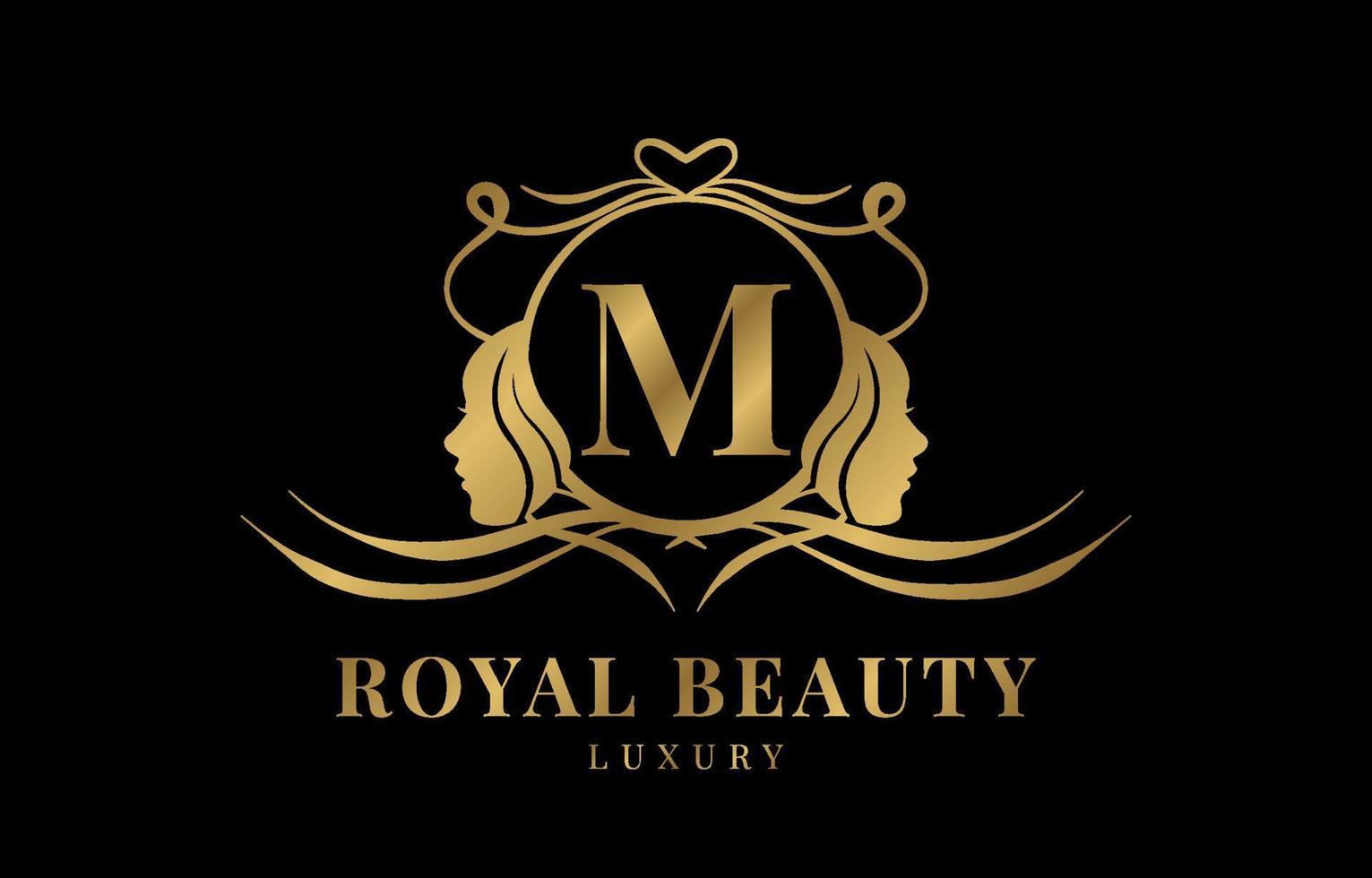 elemento de diseño del logotipo de la cresta de la belleza real de la letra m vector