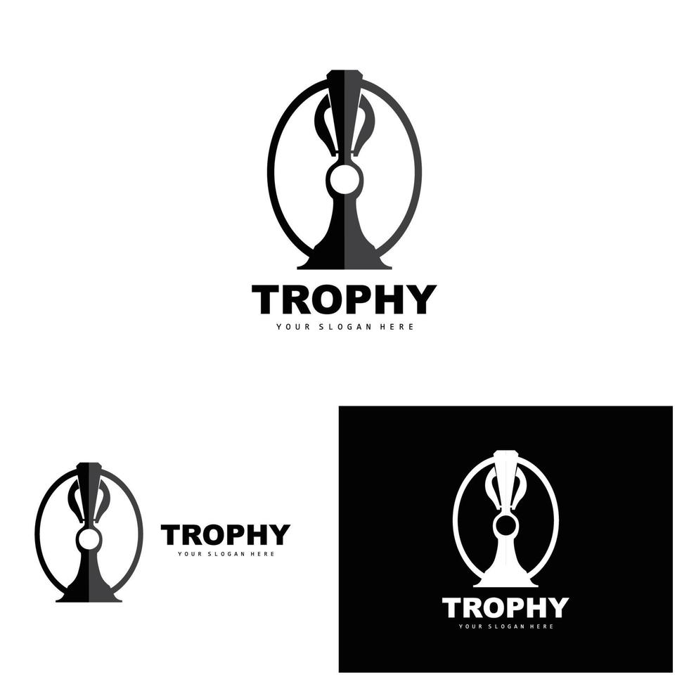 Championship Trophy Logo, Champion Award Winner Trophy Design, Vector Icon Template