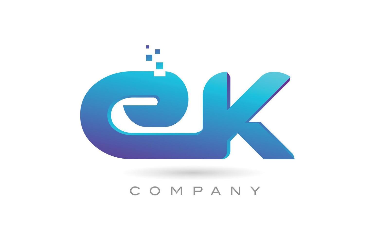 Diseño de combinación de iconos del logotipo de la letra del alfabeto ek. plantilla creativa para negocios y empresas. vector