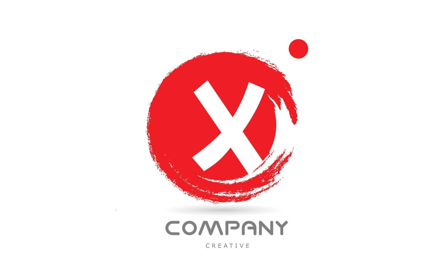 red X grunge alphabet letter logo icon design with japanese style lettering. Creative template for business and company vector