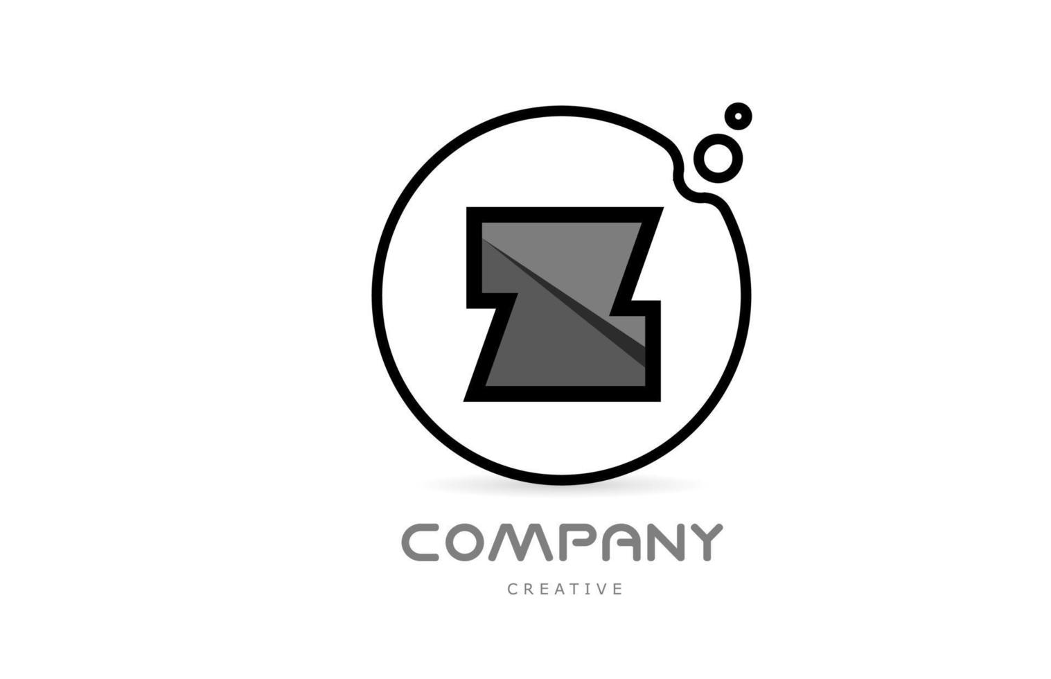 z icono de logotipo de letra del alfabeto geométrico en blanco y negro con círculo. plantilla creativa para empresa y negocio vector