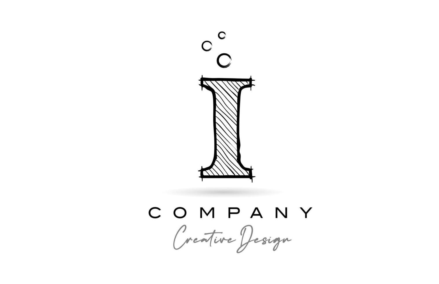 I black white alphabet letter logo icon with cartoonish style. Creative cartoon template for business and company vector
